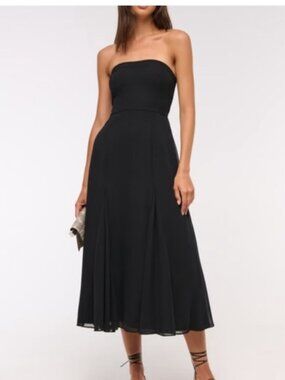 Strapless Black Midi Dress